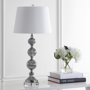 Vivienne 31" Triple Sphere Glass/Crystal LED Table Lamp - JONATHAN Y